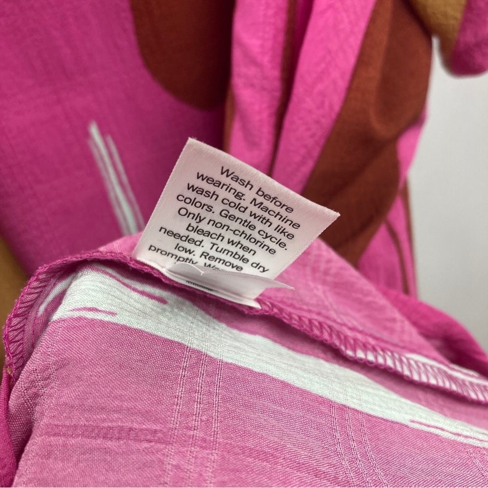 Nine‎ West Dress Pink Stripe Flutter Sleeve Tie Waist Medium - Picture 4 of 5